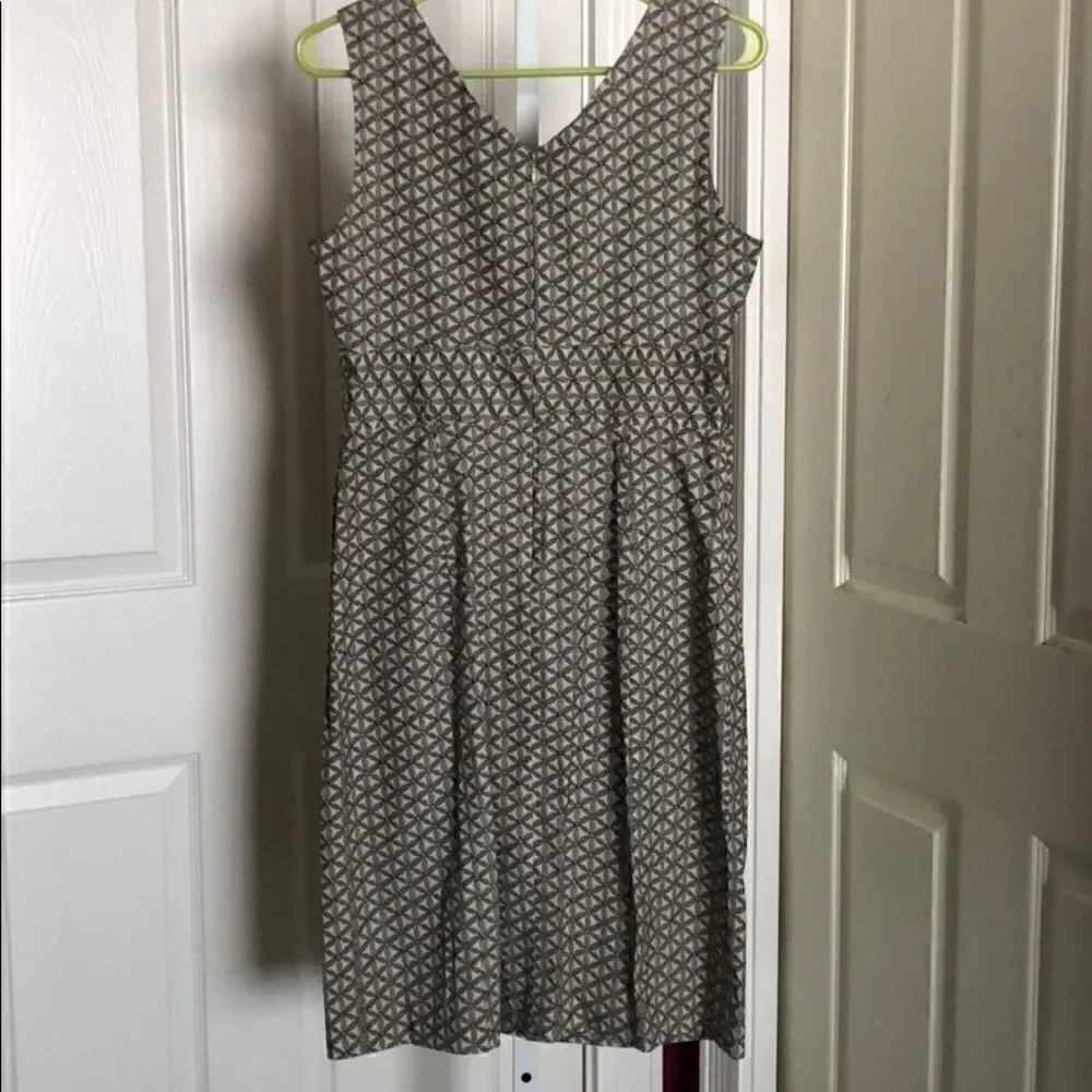 Gap khaki &blue geometric stretch cotton dress 8
